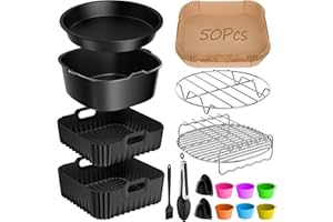 ZORENLEPO Heißluftfritteuse Zubehör für COSORI Turbo Tower Pro Smart 10,8L Double Stack Airfryer,BPA-frei Airfryer Silikonform Zubehör für COSORI Turbo Tower 6,5L/4,3L Air Fryer Silikon Einsatz (17-Teiliges)