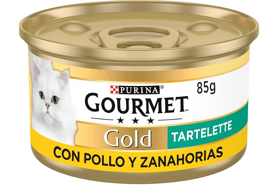 GOURMET Gold Tartelette, Comida Húmeda para Gato Adulto, Paté de Pollo y Zanahorias, Pack de 24 Latas de 85 g