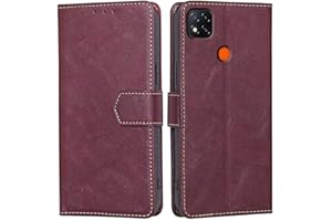 RankOne Funda Compatible con Redmi 9C / Redmi 9C NFC/Redmi 10A (6.53" Inches), Funda de Piel Tipo Folio Flip Protectora con Ranura para Tarjeta Carcasa - Rojo