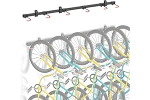 Mimoke Supporto da parete per 6 biciclette, salvaspazio, gancio regolabile per tutti i tipi di biciclette, robusto e facile da montare