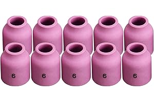 RIVERWELD Tasses céramiques à lentille de gaz TIG buses en alumine 53N60 6# 9.5mm pour QQ300 PTA SR DB WP 9 17 18 20 25 26 Torche de soudage TIG 10pcs