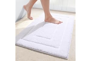 Homaxy Antypoślizgowy dywanik łazienkowy z mikrofibry, nadaje się do prania, miękki, pochłaniający wodę, dywanik łazienkowy do łazienki, 60 x 120 cm, biały