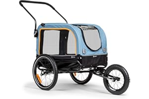 KLAR FIT KLARFIT Corgi - Rimorchio da Bicicletta e Passeggino per Cani, Carrello Bici 2in1, Carico Massimo 30 kg, Telaio in Acciaio Verniciato a Polvere, incl. Bandierina, Tela Oxford 600D