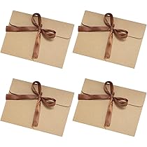 15 Enveloppes Cadeaux En Papier Kraft Avec Rubans - Format A5 (22x11 Cm) - 5 Couleurs Assorties - Pour Billets, Bons Cadeaux, Invitations - 6