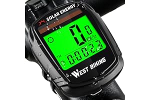 ICOCOPRO Compteur de vélo avec Compteur de Vitesse et odomètre à énergie Solaire sans Fil étanche LCD rétro-éclairage Automatique et Multifonction