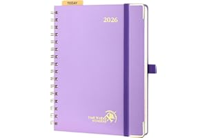 POPRUN Agenda 2026 Settimanale Verticale Spirale 21,5 x 16 cm, Copertina Rigida, Planner 2026 A5 con Righello in Plastica, Carta Spessa da 100 GSM, Viola Chiaro