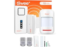 tiiwee Alarme de Maison avec Sirène Puissante et Dissuasive - 2 Détecteurs de Porte et de Fenêtre, 1 Détecteur de Mouvement et 2 Télécommandes - Kit sans Fil Facile à Installer