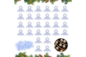 ZIGefofo 60 Pièces Ventouse pour Guirlande Transparente avec Fente Ø 25 mm Mini Ventouse Vitre Ventouses de Fixation en Plastique PVC pour Décoration Maison, Cuisine, Fête, Noël, Pâques