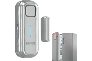 DAYTECH Fridge Door Alarm with Delay 1/2/3/4 Mins When Opend Window Alarm Close Doors Reminder Freezer Door Sensor or Chime 0 to 120 dB for Ajar Warning Silver 1 Pack