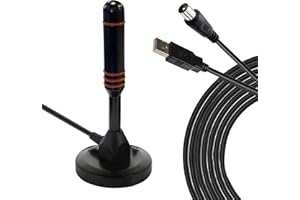 HD-Line & Leyf HD-980T Antenne TV İntérieur Puissante, High Gain VHF-UVF-FM DVB-T2 Décodeur TNT HD Terrestre/Antenne à Base magnétique Portable pour Une réception puissante du Signal TV, 3m Câble