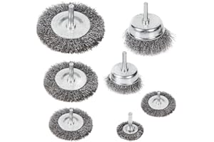 AICOIMY 7 Pieces Cepillo Alambre, Cepillo de Lijado, Cepillos de Taladro de Alambre para para Moler, Eliminar óxido, Limpieza de Suciedad(40, 50, 50, 65, 75, 75,100 mm)