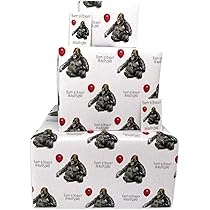 Happy Birthday Wrapping Paper For Men - Handsome Gorilla - 6 Sheets & 6 Tags & Matching Card