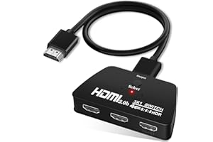 NEWCARE HDMI Switch, 4K@60HZ HDMI Switch 3 in 1 Out 【mit 1.2M HDMI Kabel】 HDMI Switch 4K Unterstützt 4K@60HZ, 3D, HDCP2.2, HDR10, HDMI Umschalter für HDTV, Laptop, PC, Spielkonsole, PS4/5, Blu Ray Player