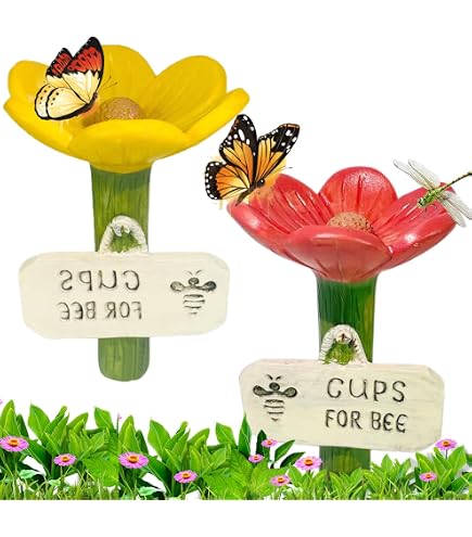 Bloemvormige Waterbak Voor Wilde Bijen – Hars, 6,5x11 Cm, 90 G, Tuindrinkschotel Voor Bijen En Vlinders