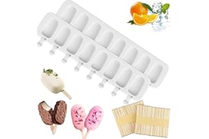 MAY HUANG Moldes de Helado de Silicona, 2 Piezas Molde Helado 8 Cavidades, Juego de Moldes para Polos, DIY Popsicle Mold, Sin BPA, Niños Postre Chocolate Gelatina Bricolaje, con 100 unids Palos de Madera