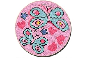 LGWG Formteppich Knüpfteppich Home Dekor/Geschenk Knüpfset Knüpfpackung Zum Selber Knüpfen Teppich Für Kinder, Erwachsene Oder Anfänger,Butterfly,D,50X50cm/20x20in
