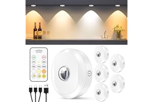 ‎WILLED WILLED Schrankbeleuchtung Kabellos mit Fernbedienung, USB Aufladbar Vitrinenbeleuchtung LED, 1200mAh Batterie Unterbauleuchte Küche LED, Dimmbar LED Spot Akku mit Timing Funktion(6er Pack)