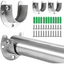 Support De Tringle à Rideau En U SAYAYO - Blanc Acier Inoxydable 28mm - Fixation Solide Pour Penderie Et Rideaux