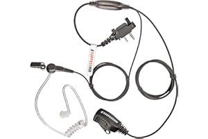 BABBLECOM Covert Acoustic Earpiece Headset Microphone for ICOM Radio (2 Pin Screw-In) IC-F2000, IC-F1000 F11, F12, F14, F15, F21, F22, F24, F25, F31, F33, F34GS, F34GT, F41, F44GS, F44GT, F4029, F4002, F4003