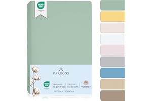 BARBONS Drap Housse pour lit de bébé 60x120 / 70x140 lit d'enfant - 100% Coton Jersey Oeko-TEX Standard 100 certifié Draps de lit pour lit de Bebe Matelas - Vert