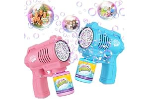 Panamalar 2PCS Pistola a Bolle per Bambini, Macchina Automatica per Bolle di Sapone 10000+ Bolle al Minuto, Soffiatore di Bolla Portatile con Luci, 130ml Soluzione, Feste Estive all'aperto Nozze