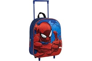 CERDÁ LIFE'S LITTLE MOMENTS Mochila Trolley Infantil Spider-Man con Ruedas y Asa Extensible - Mochila Maleta Spiderman Escolar Resistente con Diseño Azul y Rojo de Superhéroe Marvel
