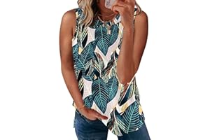 WNEEDU Women's Vests Summer Tank Tops Round Neck Sleeveless T-Shirts
