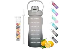 WELTRXE Gourde 1,6 L de Motivations avec Marqueur de Temps, Bouteille d'eau 1600 ml avec Infuseur de Fruits, Poignée, Paille, Gourde Sport Réutilisable, Etanche pour Travail, Voyage, Gym