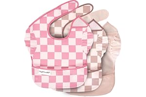 Tiny Twinkle Baby Bibs Mess Proof Baby Bib Weaning Bibs Waterproof Feeding Bibs For Toddlers 6-24months Machine Washable and Adjustable Side Closure Great for Travel Baby Food Bibs