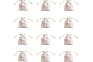 ZEN&TAO NUTFORD Premium Quality 10Oz Canvas Drawstring Pouch Purse for Multipurpose Storage, Blank No Pattern Suitable for DIY (Small-Twelve-Pack)