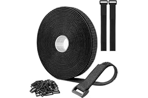 LAFEFE Adjustable Cable Straps 5 m x 2 cm with 60 Buckles, Free Cut Length, Reusable Fastening Cable Ties, Securing Strap for Cable Tidy, Cord Organiser, Wire Management, Black