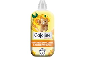CAJOLINE - Adoucissant en bouteille - 60 lavages - Fraîcheur ensoleillée et zestes d'agrumes - douceur intense et parfum longue durée