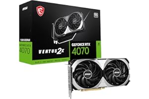 MSI GeForce RTX 4070 VENTUS 2X 12G OC, Scheda Video Gaming -Memoria 12GB GDDR6X (21 Gbps/192-bit), PCI Express® Gen 4, DisplayPort x 3 (v1.4a), Boost clock 2505 MHz,TORX Fan 4.0, HDMI 2.1a