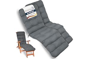 ‎BEAUTISSU Beautissu 2x Bequeme Liegenauflage Deckchair & Sonnenliegen 200x50cm Flair DC – 8cm Dicke Polsterung Gartenliege Auflage Sonnenliege Liegestuhl Polster mit Schaumflockenfüllung Gartenmöbel Kissen Grau
