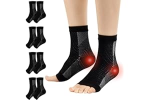 ROGOHPE Compression Socks for Women & Men 4 Pairs Neuropathy Socks Neuro Socks Arthritis Ankle Support Foot Sleeves Anti-Slip Soothe Socks Pain Relief Neuropathy Pain