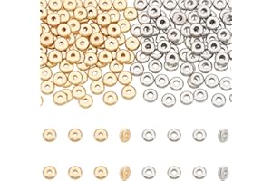 UNICRAFTALE Environ 100pcs 2 Couleurs 6mm Perles Intercalaires Acier Inoxydable Perles Plates Rondes en Vrac 1.8mm Trou Métal Perles Sans pour Bracelet de Bijoux Or Couleur Inoxydable