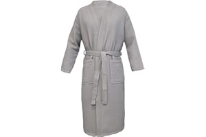 HOMELEVEL Pique Bademantel Reisebademantel 100% Baumwolle Damen und Herren Morgenmantel Kimono Saunamantel Reise Morgenrock Piquee Waffelpique Frauen Männer