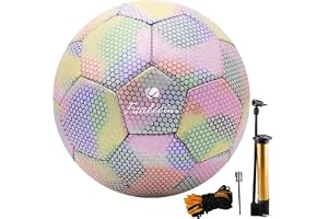 Fantecia Reflekterande fotboll med pump, glänsande fotbollar storlek 5 för flickor, träning fotboll för ungdomar vuxna