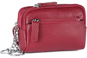 Aucuu Skórzane etui na klucze, portfel na kluczyki samochodowe, przenośna torba na klucze w stylu vintage, wielofunkcyjny zamek błyskawiczny etui na klucze dla mężczyzn i kobiet, portmonetka na monety