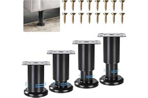ACOMTUO 4 Stück Möbelfüße Verstellbar, 80mm - 120mm Metall Verstellbare Möbelfüße, Möbelfüße Höhenverstellbar Schwarz für Schrank Sofa Füße Schrankfüsse Bettfüße Sockelfuß Tischbeine Küchenfüße