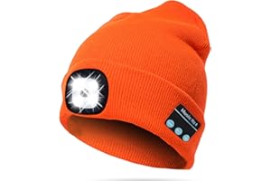 TAGVO LED Mütze Kappe Bluetooth 5.0 Mütze, Integrierter Stereolautsprecher & Mikrofon, Winter Warm Gestrickte Beleuchtung Drahtlose Bluetooth Headset Musik Hut für Laufen Wandern Herren Damen