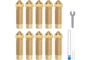 ELEGOO 10 Pièces Buses d'imprimante Laiton Buse 0.4 mm, 0.6 mm, 0.8 mm, 1.0 mm, avec outils de bricolage compatibles pour Neptune 4 Plus et Neptune 4 Max