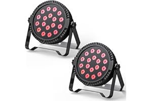 UKFOG Foco LED Par APP Control luz discoteca RGB Luce DJ con Sonido Auto Maestro-esclavo Iluminación de escenario fiestas para Bar Boda Banda Navidad Cumpleaños Halloween (18 LED, 2 piezas)