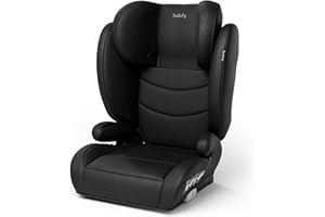 Babify FlexiFit Basic - Seggiolino per Auto Isofix, Gruppo 2/3 (15-36 kg, 100-150 cm), Poggiatesta Regolabile in 13 Posizioni, Design Pieghevole, Rivestimento Lavabile, Sicurezza ECE R129, Nero