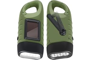 Kssvzz 2 Stück kurbeltaschenlampe, LED Solar Taschenlampe mit Karabinerhaken, Wasserdicht dynamo taschenlampe für Camping, Stromausfällel, Outdoor