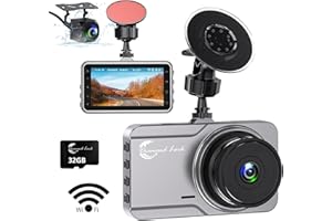 Diamond Lark Dash Cam 2K Front and 1080P Rear Built-in WiFi, Car Camera Dashcam with 32G Card, 3'' LCD Screen, 170°Wide Angle, Night Vision, WDR, 24H Parking Monitor, Loop Recording, G-Sensor