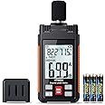 Excefore Sound Level Meter, 30-130dBA 30Hz-8KHz Decibel Meter with Large LCD Screen, Temperature and Humidity Measuring, A Weighting Mode, MAX/MIN, Fast/Slow, Data Hold, Backlight, Auto-Off Functions