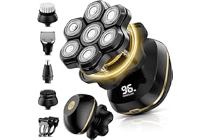 ROSSIFUR Head Shavers, Upgrade 6-in-1 Electric Head Shavers for Bald Men, Wet/Dry LED Display Rechargeable 7D Rotary Shaver Grooming Kit with Type-C Charge