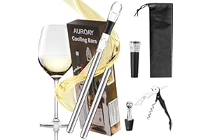 AUROAY Enfriador de Botella de Vino 7 en 1 Kit de Barra Enfriadora Vino Refrigerador para Vino Blanco Espumoso Champán Juego Accesorios para Amante de Vino