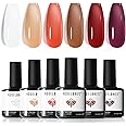 Modelones Gel Nail Polish Set, 6 Colors Brown Orange Gel Polish Nude Jelly Gel Nail Polish Set Soak Off Milky White Nail Gel Nail Art DIY Manicure Salon and Home for Women